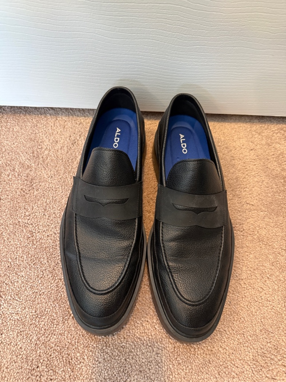 ALDO Black Leather Penny Loafers for Men